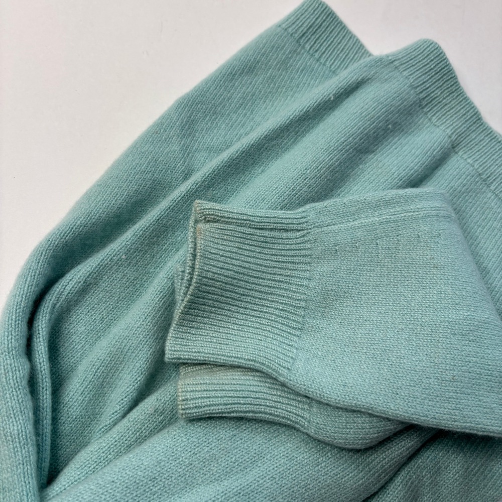 Vintage Ballantyne of Peebles 100% Cashmere Cardigan Scotland Blue 38 SEE Stains - Picture 6 of 8